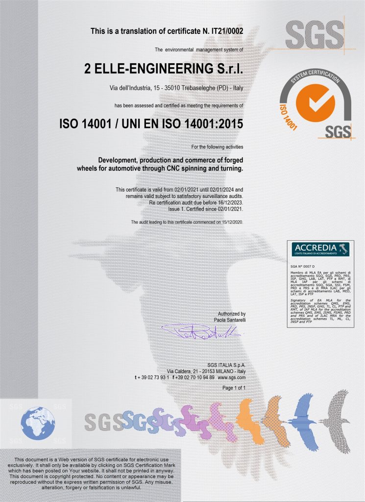 Certificato ISO 14001 ENG