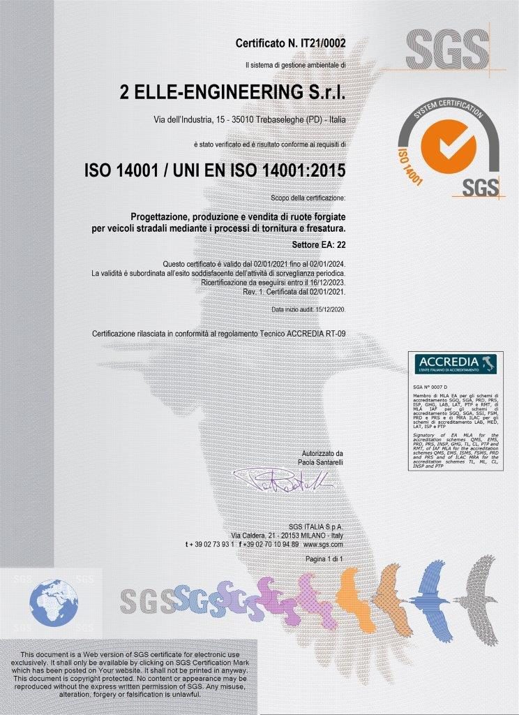 Certificato ISO 14001 ITA